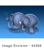 #44369 Royalty-Free (Rf) Illustration Of A 3d Blue Elephant Mascot Spraying Water - Pose 3