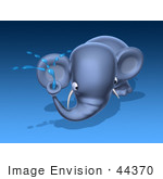 #44370 Royalty-Free (Rf) Illustration Of A 3d Blue Elephant Mascot Spraying Water - Pose 2