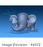 #44372 Royalty-Free (Rf) Illustration Of A 3d Blue Elephant Mascot Spraying Water - Pose 1