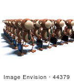 #44379 Royalty-Free (Rf) Illustration Of Rows Of 3d Business Monkeys Carrying Briefcases - Version 3
