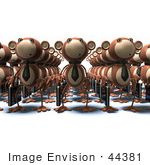 #44381 Royalty-Free (Rf) Illustration Of Rows Of 3d Business Monkeys Carrying Briefcases - Version 2