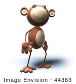 #44383 Royalty-Free (Rf) Illustration Of A 3d Monkey Mascot With A Confused Expression - Version 4