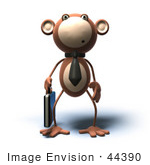 #44390 Royalty-Free (Rf) Illustration Of A 3d Monkey Mascot Businessman Carrying A Briefcase - Version 2