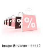 #44415 Royalty-Free (Rf) Illustration Of A Row Of 3d Pink And Brown Percent Sign Shopping Bags - Version 5