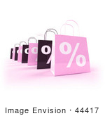 #44417 Royalty-Free (Rf) Illustration Of A Row Of 3d Pink And Black Percent Sign Shopping Bags