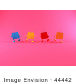 #44442 Royalty-Free (Rf) Illustration Of A 3d Row Of Colorful Shopping Bags Walking Forward - Version 2