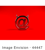 #44447 Royalty-Free (Rf) Illustration Of A 3d Devil Red Arobase At Symbol With Horns - Version 1
