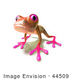 #44509 Royalty-Free (Rf) Illustration Of A Cute 3d Pink Tree Frog Mascot Curiously Looking At The Viewer