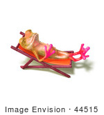 #44515 Royalty-Free (Rf) Illustration Of A Cute 3d Pink Tree Frog Mascot Sun Bathing - Pose 2