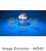 #44543 Royalty-Free (Rf) Illustration Of A 3d Globe Surrounded By Shopping Carts - Version 1