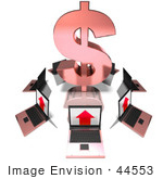 #44553 Royalty-Free (Rf) Illustration Of 3d Laptops Circling A Red Dollar Sign