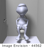 #44562 Royalty-Free (Rf) Illustration Of A 3d Human Like Character Using A Toilet