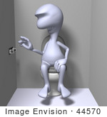 #44570 Royalty-Free (Rf) Illustration Of A 3d Human Like Character Sitting On A Toilet And Realizing The Stall Is Out Of Toilet Paper