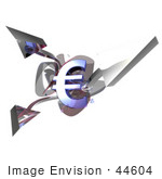 #44604 Royalty-Free (Rf) Illustration Of A 3d Euro Symbols With Three Branching Arrows - Version 2