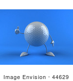 #44629 Royalty-Free (Rf) Illustration Of A 3d Golf Ball Mascot With Arms And Legs Giving The Thumbs Up - Version 1
