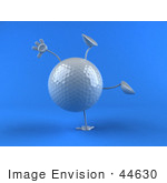 #44630 Royalty-Free (Rf) Illustration Of A 3d Golf Ball Mascot With Arms And Legs Doing A Cartwheel - Version 2
