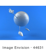 #44631 Royalty-Free (Rf) Illustration Of A 3d Golf Ball Mascot With Arms And Legs Jumping - Version 3