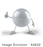 #44632 Royalty-Free (Rf) Illustration Of A 3d Golf Ball Mascot With Arms And Legs Giving The Thumbs Up - Version 2