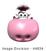#44634 Royalty-Free (Rf) Illustration Of A 3d Dairy Cow Mascot With Its Pink Nose Facing The Viewer - Version 1