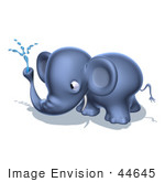 #44645 Royalty-Free (Rf) Illustration Of A 3d Blue Elephant Mascot Spraying Water - Pose 6