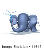 #44647 Royalty-Free (Rf) Illustration Of A 3d Blue Elephant Mascot Spraying Water - Pose 4