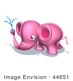 #44651 Royalty-Free (Rf) Illustration Of A 3d 3d Pink Elephant Mascot Spraying Water - Pose 2