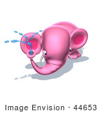 #44653 Royalty-Free (Rf) Illustration Of A 3d 3d Pink Elephant Mascot Spraying Water - Pose 3