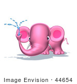 #44654 Royalty-Free (Rf) Illustration Of A 3d 3d Pink Elephant Mascot Spraying Water - Pose 1