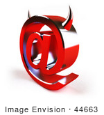 #44663 Royalty-Free (Rf) Illustration Of A 3d Devil Arobase At Symbol With Horns - Version 3