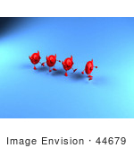 #44679 Royalty-Free (Rf) Illustration Of A Row Of Red 3d Devil Heads Walking In A Line - Version 3