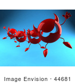 #44681 Royalty-Free (Rf) Illustration Of A Row Of 3d Red Devil Heads Marching Forward - Version 4