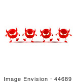 #44689 Royalty-Free (Rf) Illustration Of A Row Of 3d Red Devil Mascots Marching Forward - Version 2