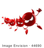 #44690 Royalty-Free (Rf) Illustration Of A Row Of 3d Red Devil Mascots Marching Forward - Version 3