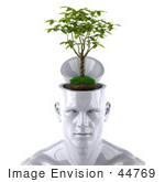 #44769 Royalty-Free (Rf) Illustration Of A Creative 3d White Man Character With A Plant - Version 1