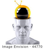 #44770 Royalty-Free (Rf) Illustration Of A Creative 3d White Man Character With A Tv - Version 1