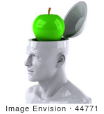 #44771 Royalty-Free (Rf) Illustration Of A Creative 3d White Man Character With A Green Granny Smith Apple