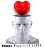 #44773 Royalty-Free (Rf) Illustration Of A Creative 3d White Man Character With A Red Heart