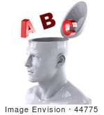 #44775 Royalty-Free (Rf) Illustration Of A Creative 3d White Man Character With Red Letters - Version 2