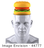 #44777 Royalty-Free (Rf) Illustration Of A Creative 3d White Man Character With A Cheeseburger - Version 2