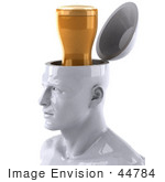 #44784 Royalty-Free (Rf) Illustration Of A Creative 3d White Man Character With A Beer - Version 2