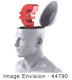 #44790 Royalty-Free (Rf) Illustration Of A Creative 3d White Man Character With A Euro Symbol