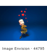 #44795 Royalty-Free (Rf) Illustration Of An Amorous 3d White Businessman Mascot Carrying A Dollar Symbol - Version 1