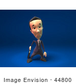 #44800 Royalty-Free (Rf) Illustration Of A 3d White Businessman Mascot Pouting - Version 7