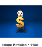 #44801 Royalty-Free (Rf) Illustration Of A 3d White Businessman Mascot Holding A Dollar Symbol - Version 1