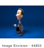 #44803 Royalty-Free (Rf) Illustration Of A 3d White Businessman Mascot Reaching Out To Shake Hands - Version 3