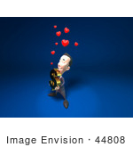 #44808 Royalty-Free (Rf) Illustration Of An Amorous 3d White Businessman Mascot Carrying A Dollar Symbol - Version 2
