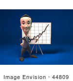 #44809 Royalty-Free (Rf) Illustration Of A 3d White Businessman Mascot Discussing Statistics - Version 1