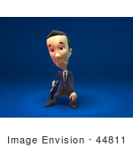 #44811 Royalty-Free (Rf) Illustration Of A 3d White Businessman Mascot Pouting - Version 3