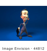 #44812 Royalty-Free (Rf) Illustration Of A 3d White Businessman Mascot Talking On A Cell Phone - Version 1