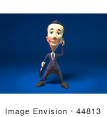 #44813 Royalty-Free (Rf) Illustration Of A 3d White Businessman Mascot Talking On A Cell Phone - Version 3
